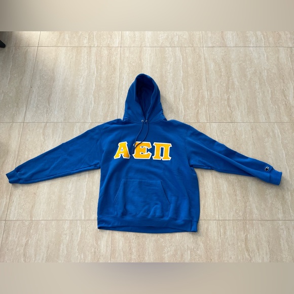 Extra Large Blue AEPI Hoodie with Yellow Lettering - Picture 1 of 3